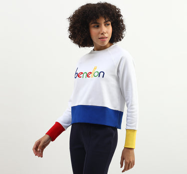 Women Embroidered Logo Round Neck Sweatshirt