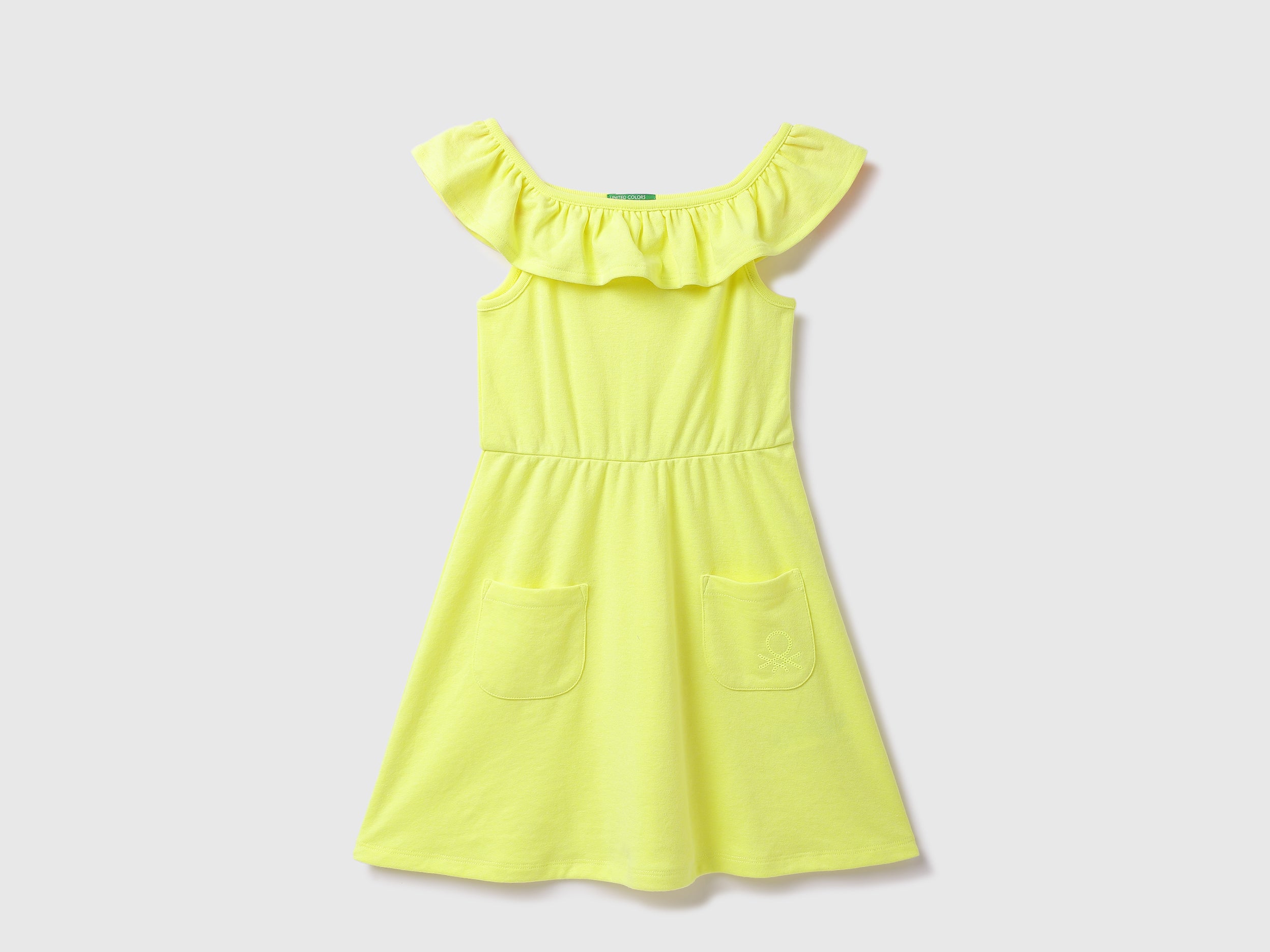 Cotton Blend Solid Round Neck Girls Dresses