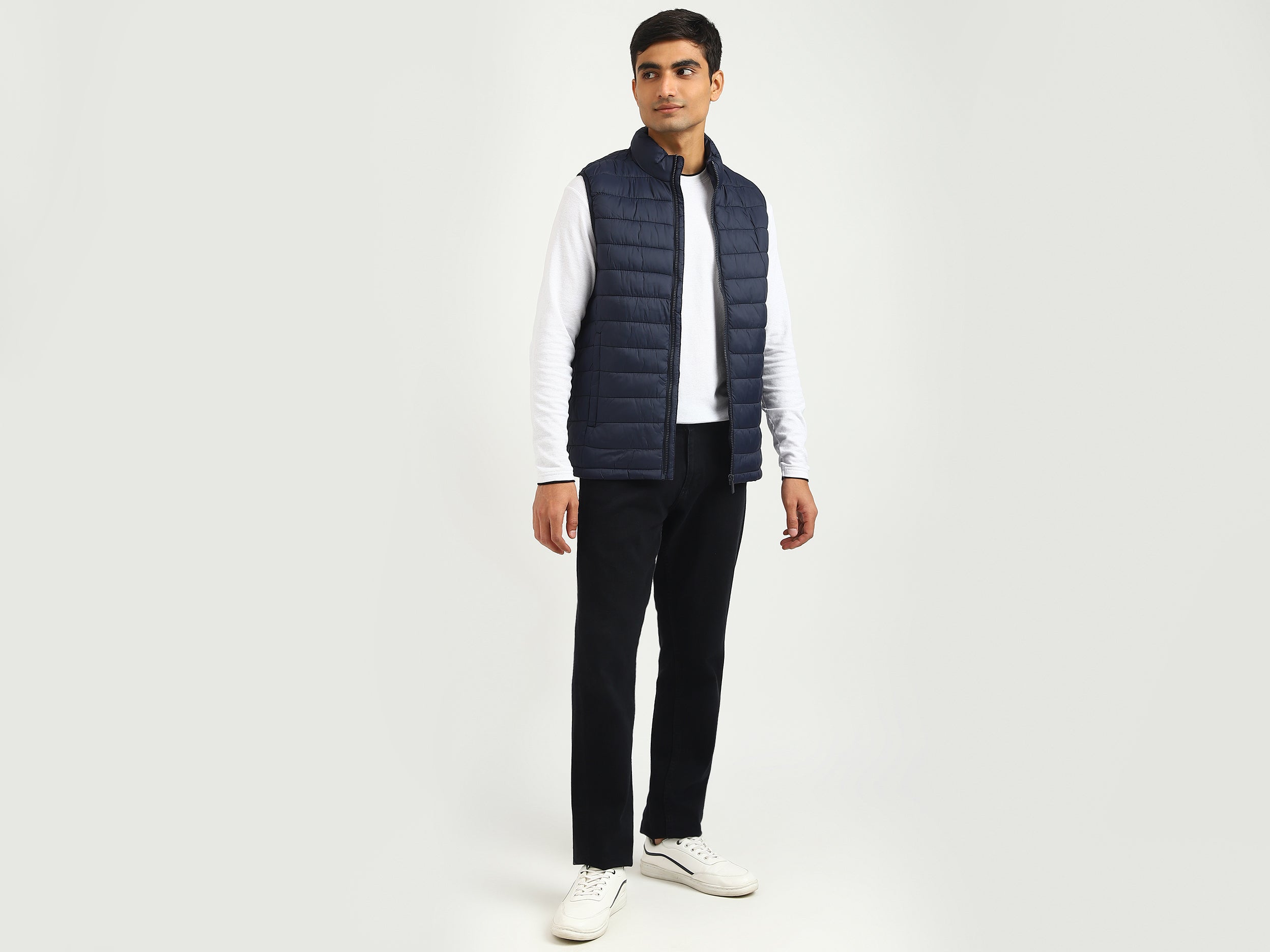 Men Quilted High Neck Jacket