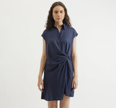 Regular Fit Spread Collar Solid Dress