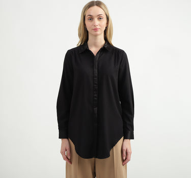 Relaxed-Fit Regular Collar High-Low Hem Shirt