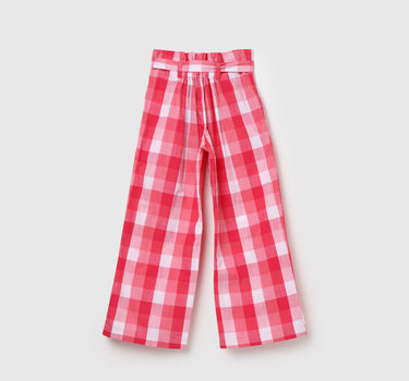 Girls Checked Regular Fit Trousers