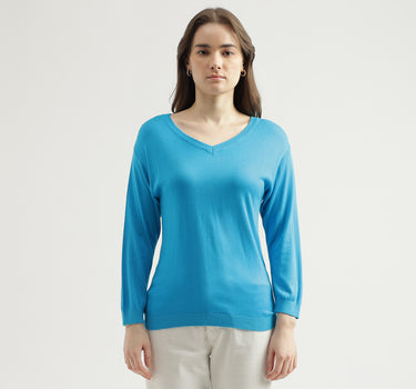 Women's Regular Fit V-Neck Solid Sweater