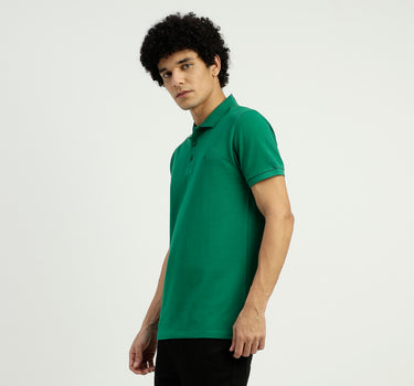 Regular Fit Ribbed Collar Solid T-Shirt