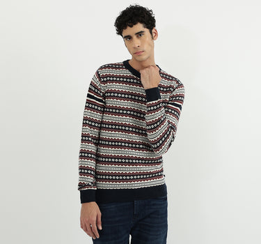 Men Patterned Round Neck Sweater