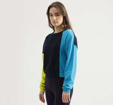 Women's Regular Fit Crew Neck Colorblock Sweater