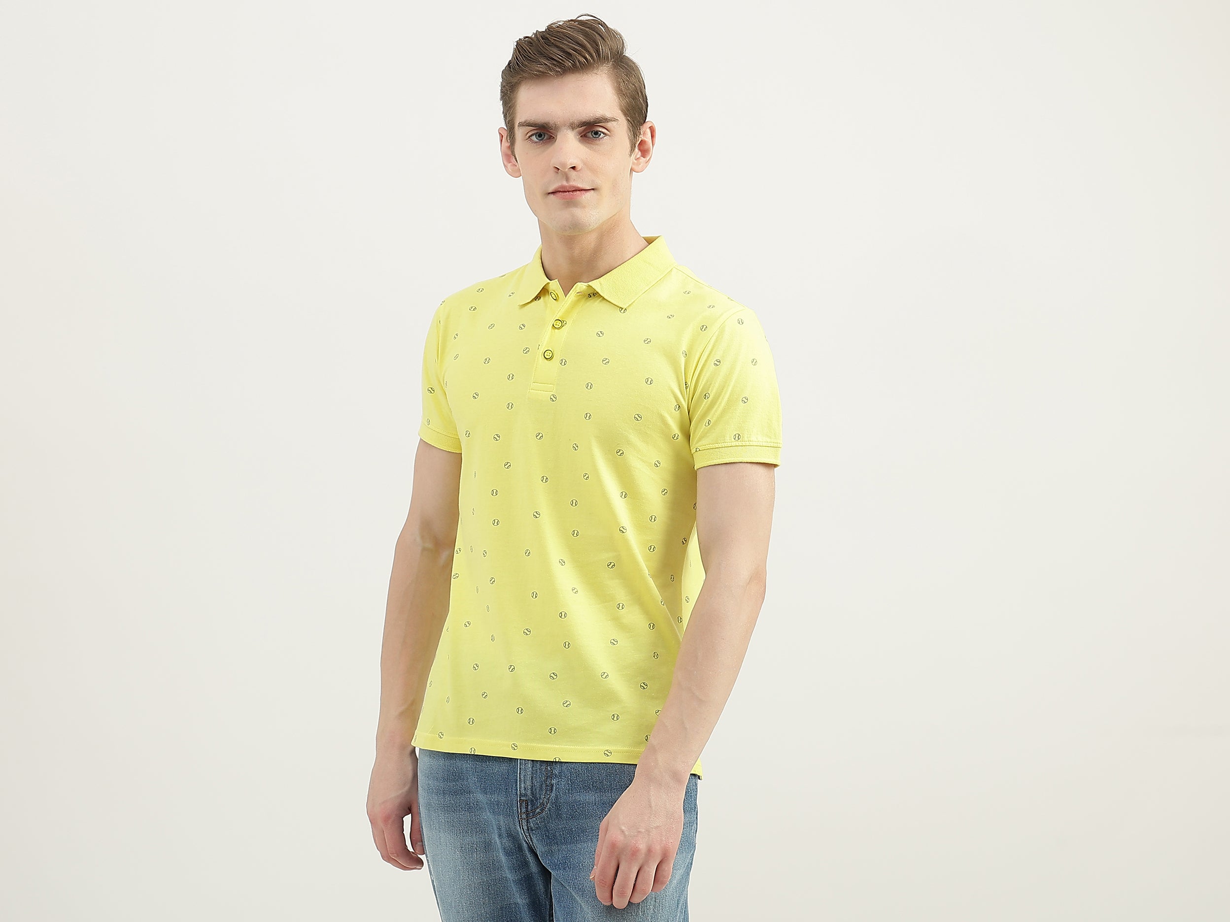 Men Printed Polo Collar T-Shirt