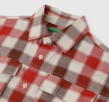 Regular Fit Spread Collar Checkered Shirt