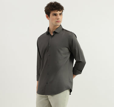 Slim Fit Spread Collar Solid Shirt