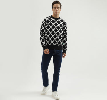 Men's Regular Fit Round Neck Printed Sweater