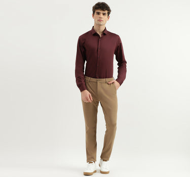 Solid Mid Rise Slim Fit Trousers