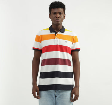 Cotton Striped Polo Collar Mens T-shirts