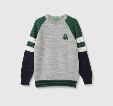 Boys Colorblock Round Neck Sweater