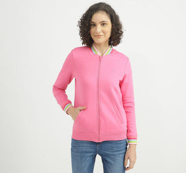 Women Solid Round Neck Sweatshirt