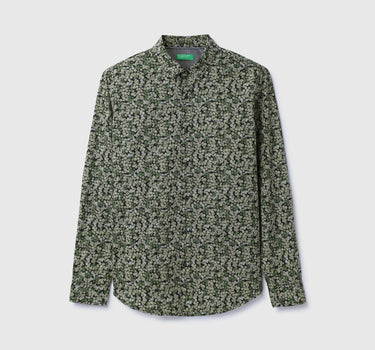 Slim Fit Spread Collar Floral Print Shirt