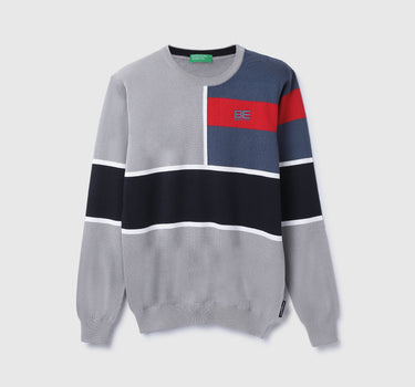 Regular Fit Round Neck Colorblock Sweater