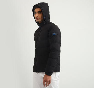 Men Solid Hooded Jacket