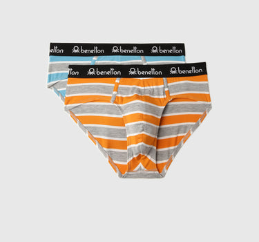 Pack of 2 Striped Low Rise Briefs