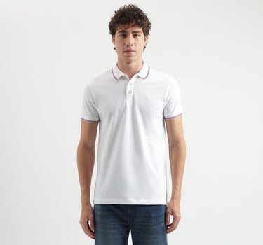 Regular Fit Polo Neck Solid Pattern T-shirt