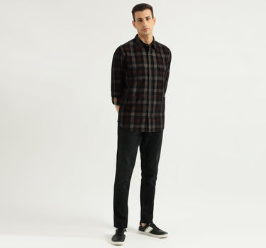 Men's Regular Fit Spread Collar Checked Shirts