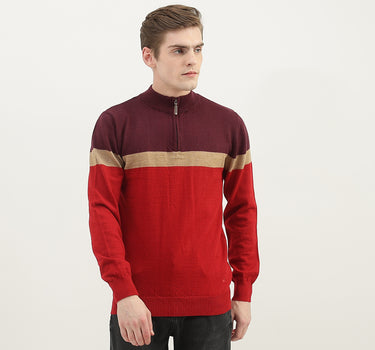 Men Colorblock High Neck Sweater