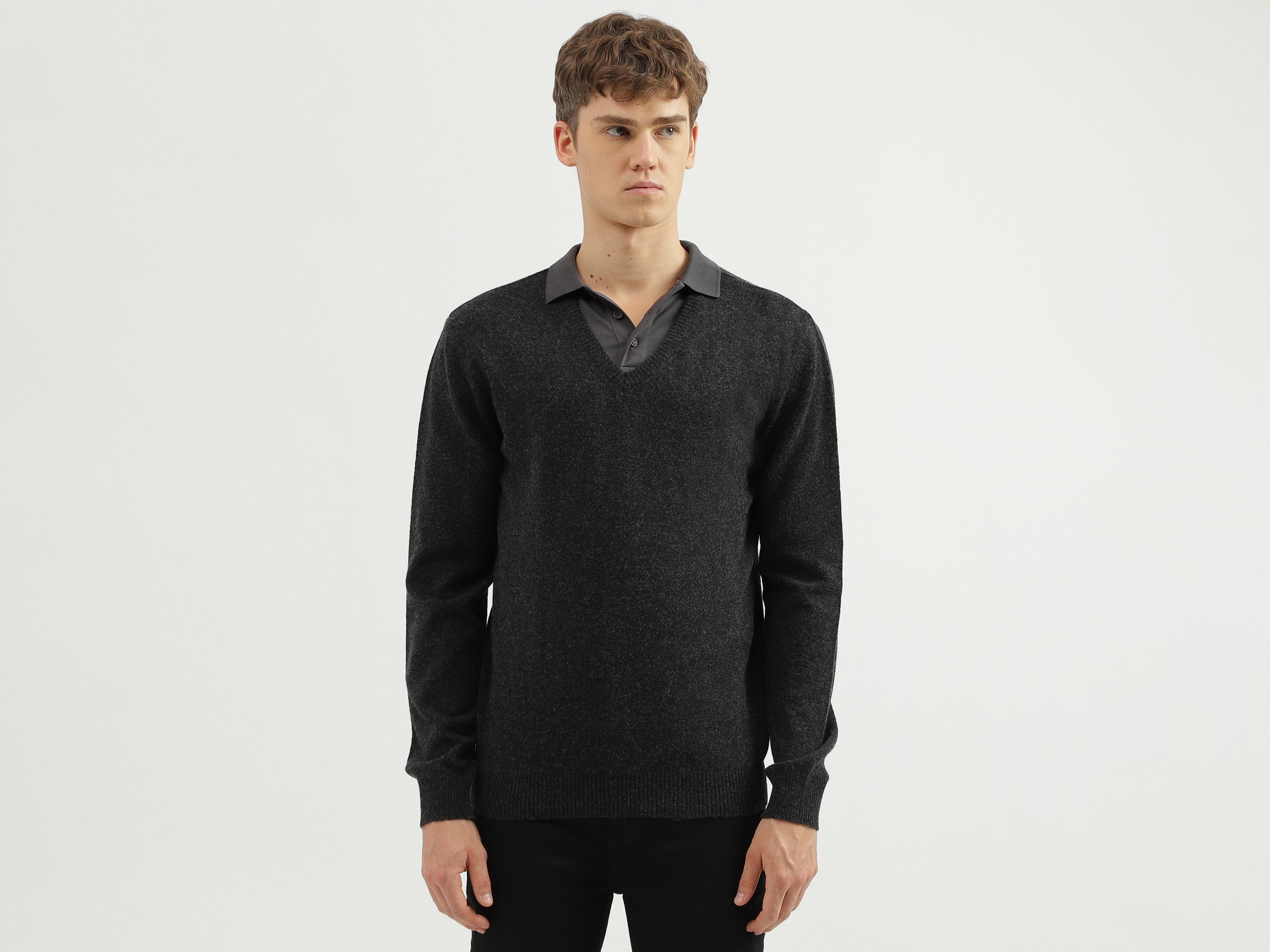 Men's Regular Fit V-Neck Solid Sweater