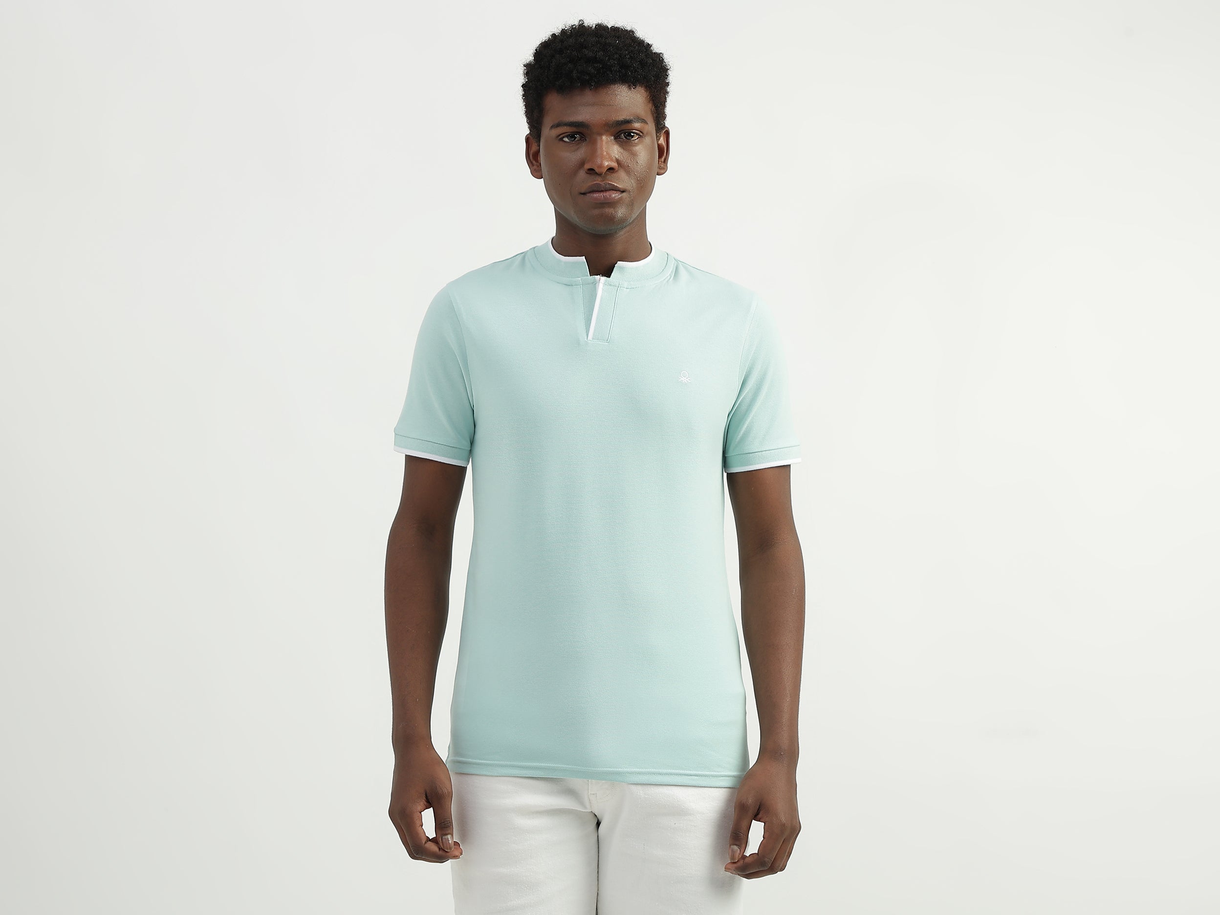 Cotton Solid Polo Collar Mens T-shirts