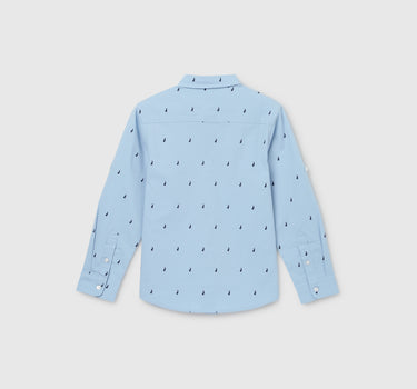 Boy's Regular Fit Spread Collar Printed Shirt