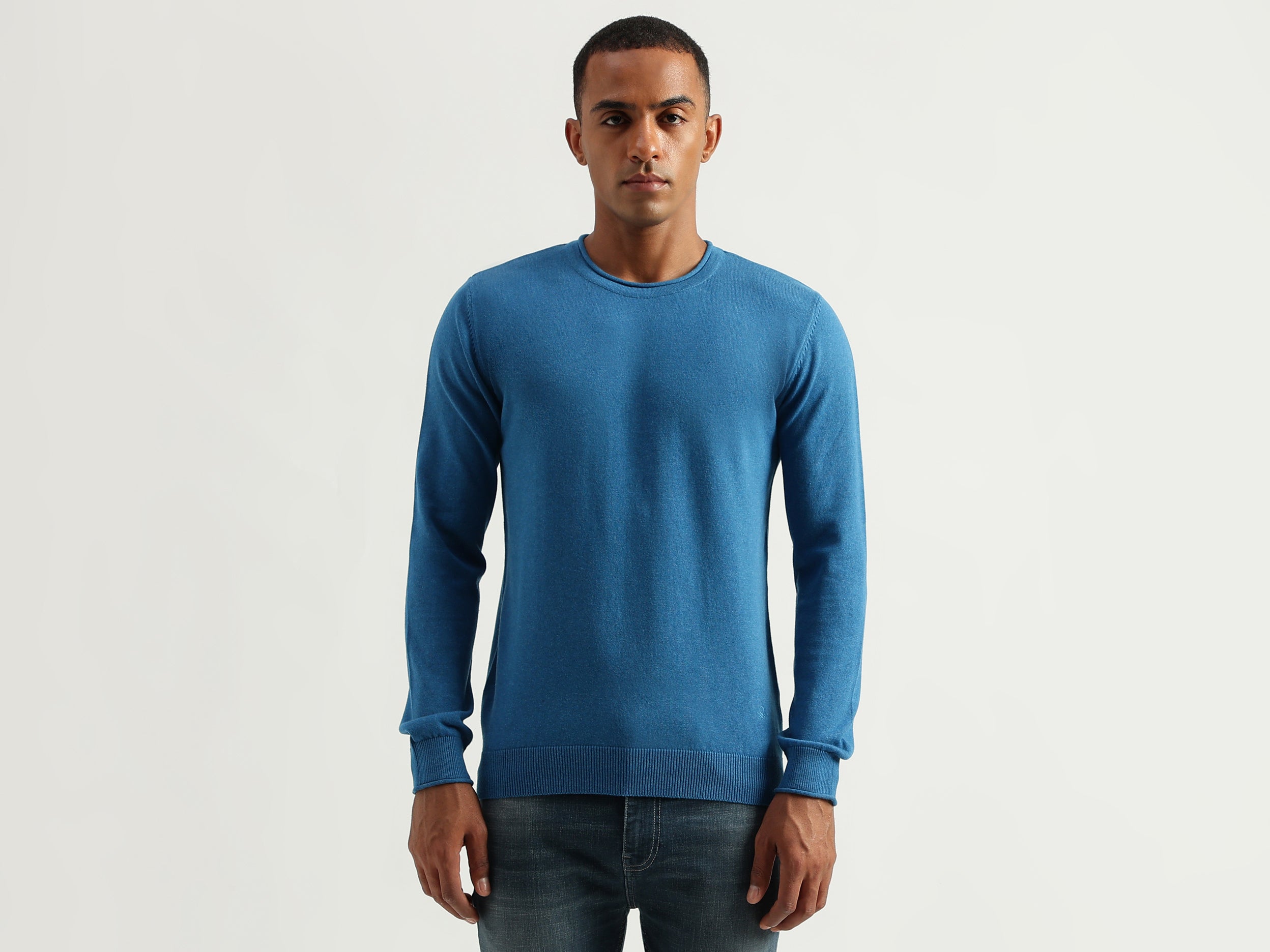 Men's Regular Fit Round Neck Solid Sweaters