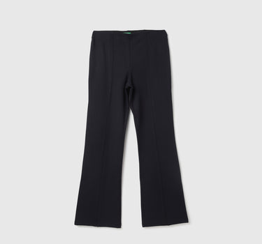 Solid High Waist Bootleg Trousers