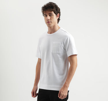 Boxy Fit Round Neck Solid Pattern T-shirt