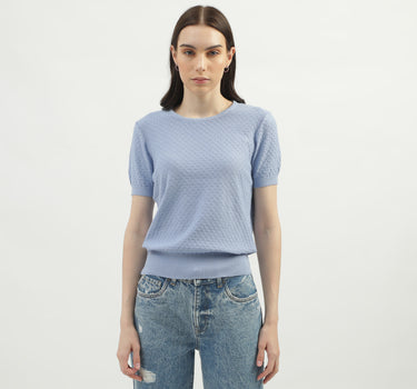 Women's Regular Fit Round Neck Textured Sweaters