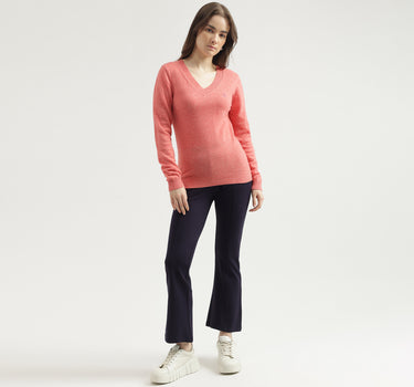 Women's Regular Fit V-Neck Solid Sweater