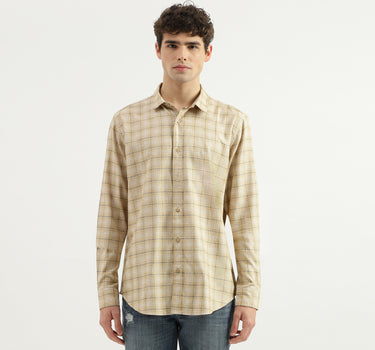 Regular Fit Spread Collar Checkered Shirt