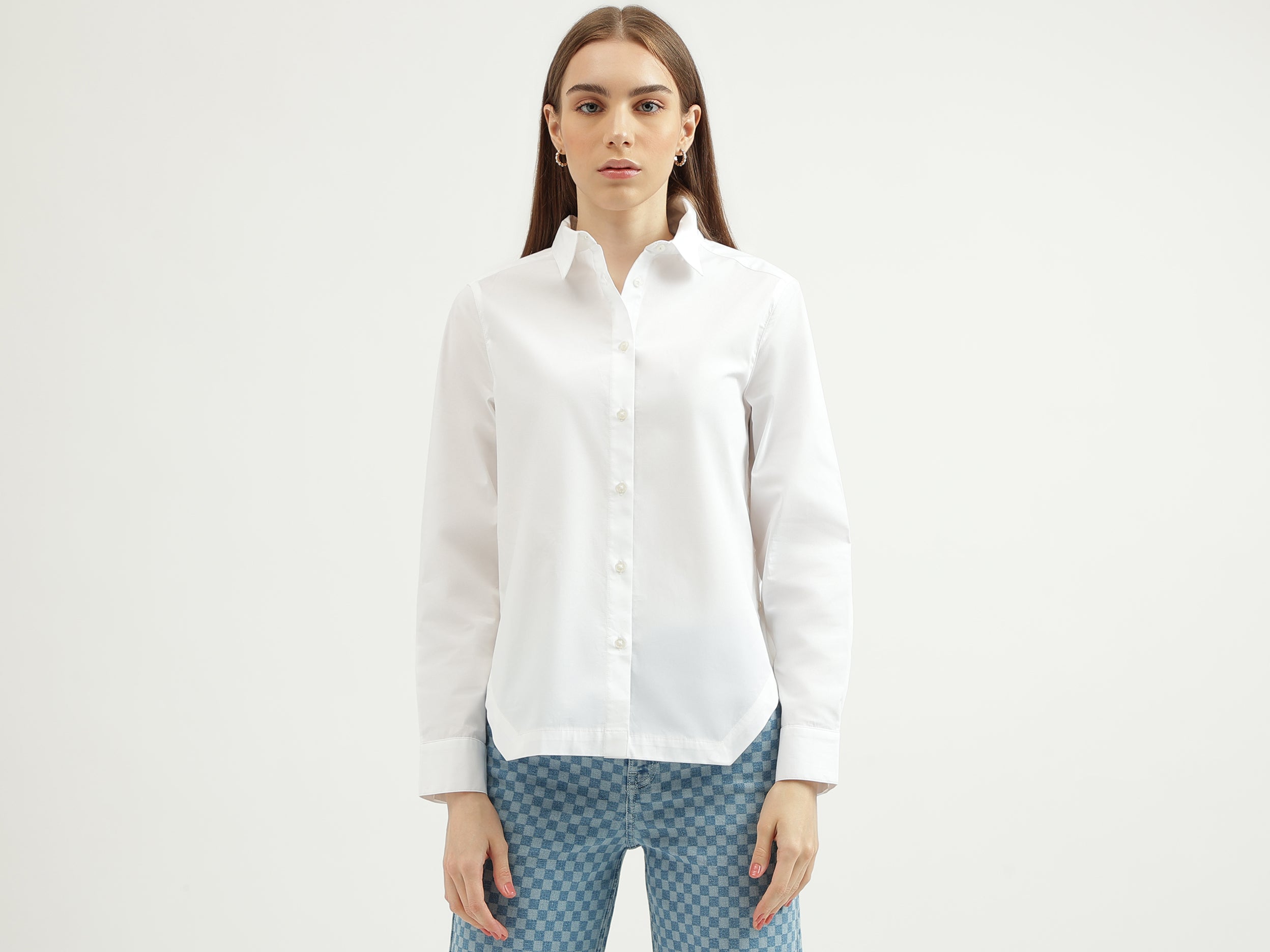 Women's Regular Fit Spread Collar Solid Shirt