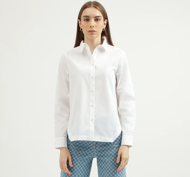 Women's Regular Fit Spread Collar Solid Shirt