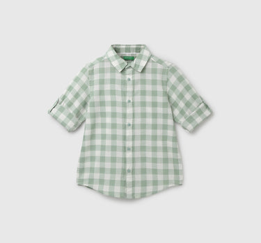 Boy's Regular Fit Spread Collar Checked Shirt