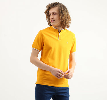 Men Solid Stand Collar T-Shirt