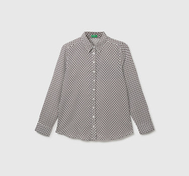 Spread Collar Printed Shirt