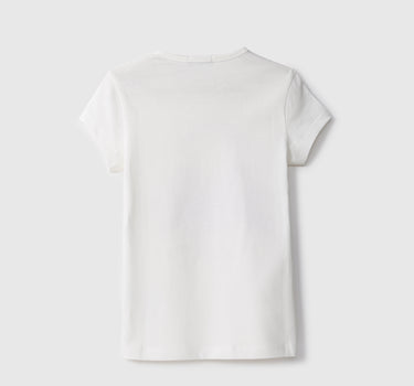 Girls White Printed Regular T Shirt