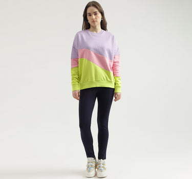 Regular Fit Crew Neck Colorblocked Women's Sweatshirt