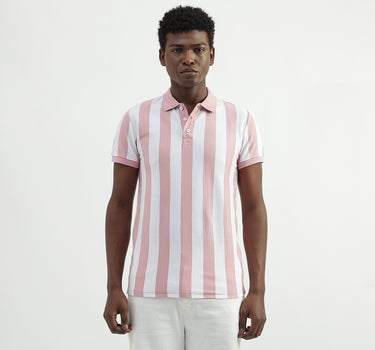 Cotton Striped Polo Collar Mens T-shirts