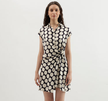 Spread Collar Polka Print Dresses