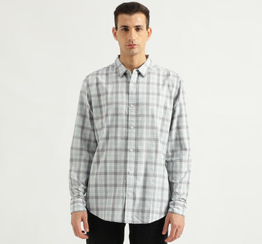 Men's Slim Fit Spread Collar Checked Shirts