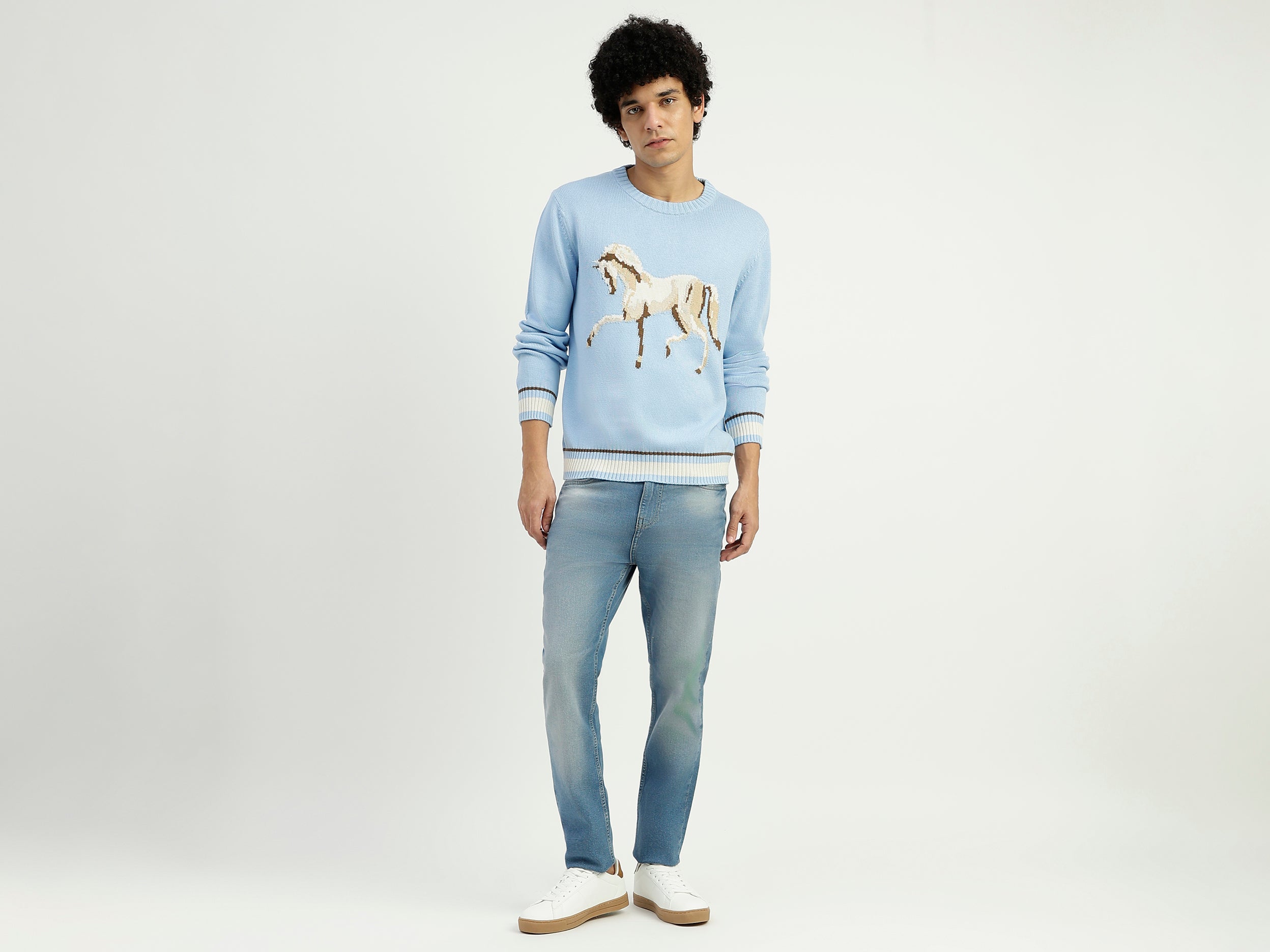 Buy Relaxed Fit Round Neck Printed Sweater For Men Online – United
