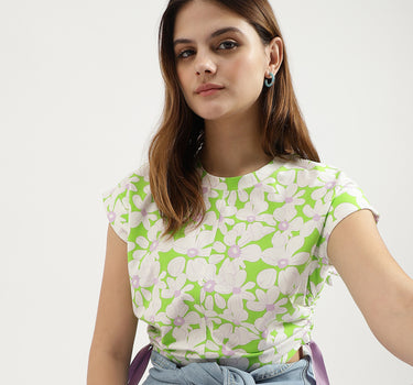 Regular Fit Round Neck Floral Print Top