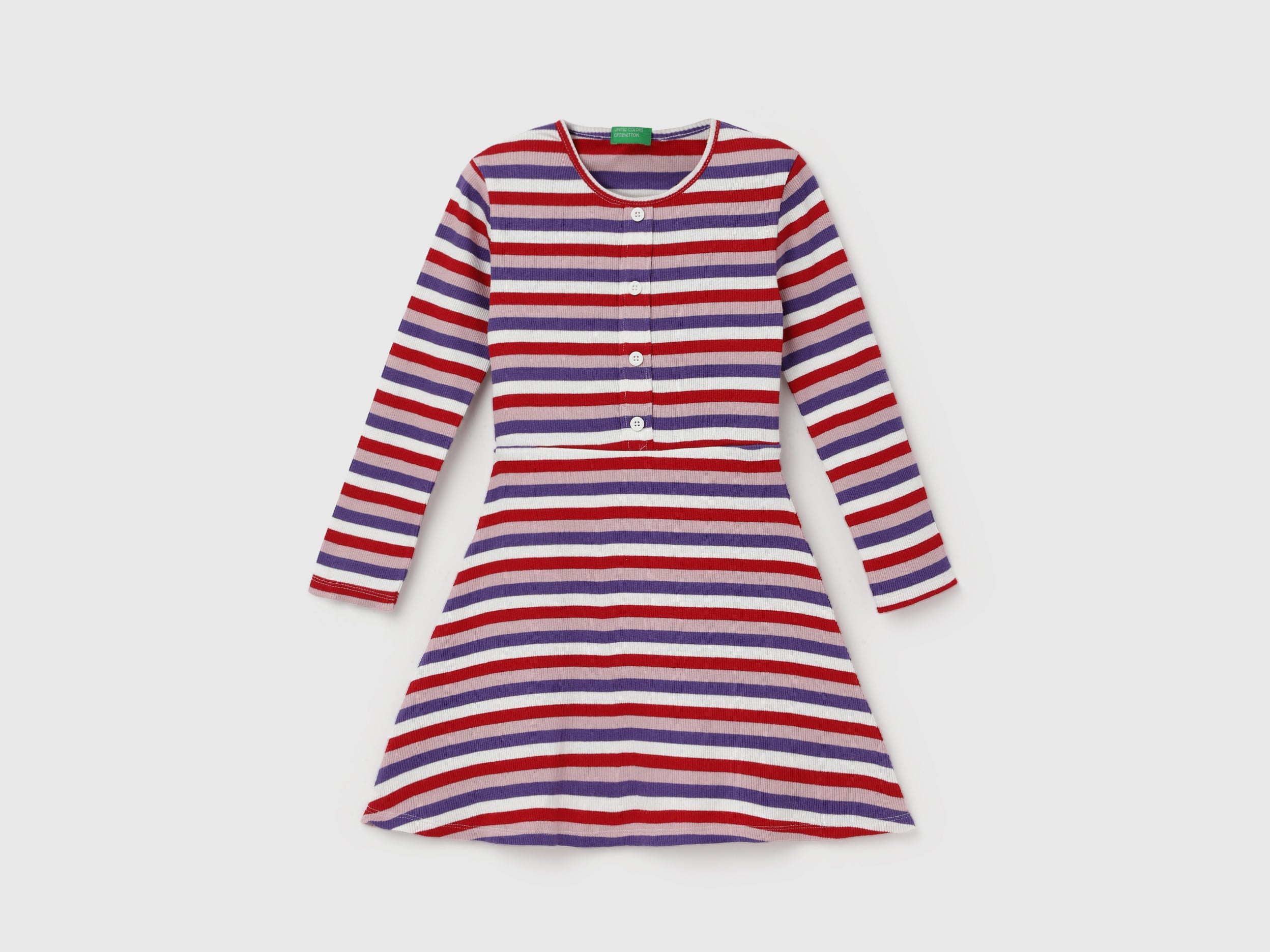 Regular Round Neck Striped Dresses