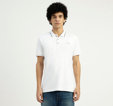 Regular Fit Ribbed Collar Solid T-Shirt