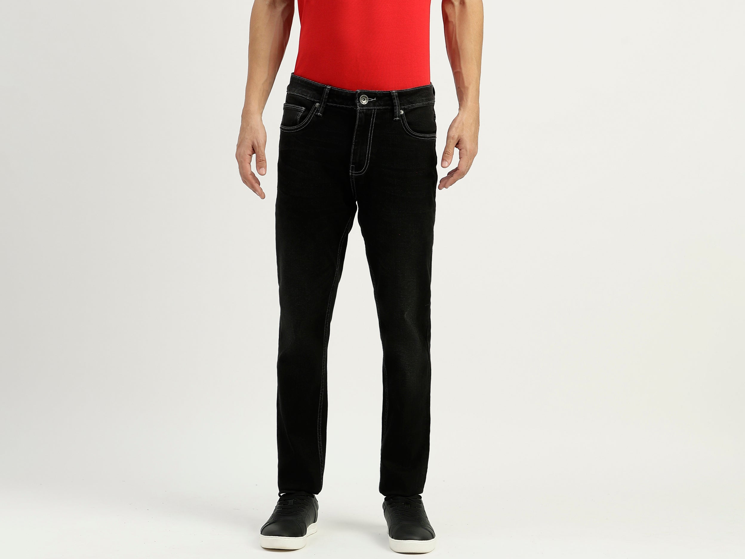 Solid Mid Rise Skinny Fit Jeans