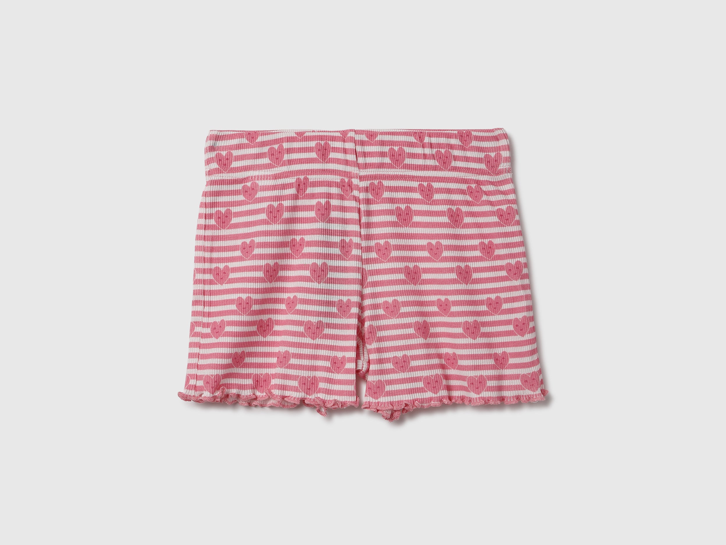 Printed & Striped Ribbed Regular Fit Shorts